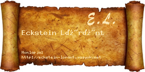 Eckstein Lóránt névjegykártya